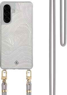 Casimoda Samsung Galaxy A26 hoesje met grijs koord - Abstract waves Grijs/zilverkleurig
