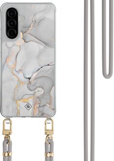 Casimoda Samsung Galaxy A26 hoesje met grijs koord - Marmer grijs Grijs/zilverkleurig