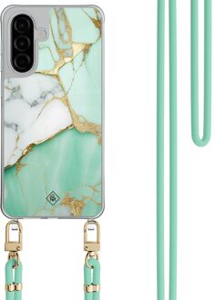 Casimoda Samsung Galaxy A26 hoesje met mint koord - Marmer mintgroen