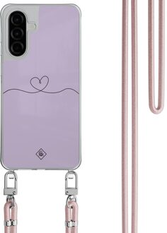 Casimoda Samsung Galaxy A26 hoesje met rosegoud koord - Hortensia Paars