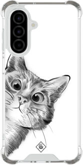 Casimoda Samsung Galaxy A26 shockproof hoesje - Kat kiekeboe Grijs/zilverkleurig