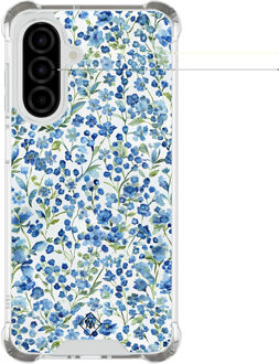 Casimoda Samsung Galaxy A26 shockproof hoesje - Vintage blue floral Blauw