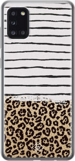 Casimoda Samsung Galaxy A31 siliconen telefoonhoesje - Leopard lines Bruin/beige