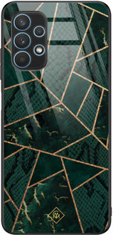 Casimoda Samsung Galaxy A32 4G glazen hardcase - Abstract groen