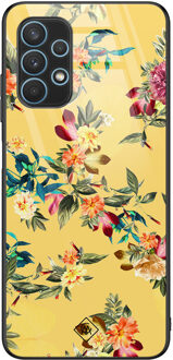 Casimoda Samsung Galaxy A32 4G glazen hardcase - Florals for days Geel