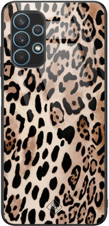 Casimoda Samsung Galaxy A32 4G glazen hardcase - Golden wildcat Bruin/beige