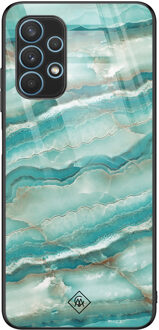 Casimoda Samsung Galaxy A32 4G glazen hardcase - Marmer azuurblauw
