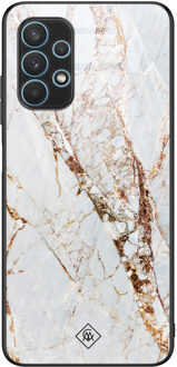 Casimoda Samsung Galaxy A32 4G glazen hardcase - Marmer goud Goudkleurig