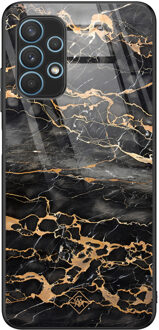 Casimoda Samsung Galaxy A32 4G glazen hardcase - Marmer grijs brons Grijs/zilverkleurig