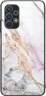 Casimoda Samsung Galaxy A32 4G glazen hardcase - Parelmoer marmer Multi
