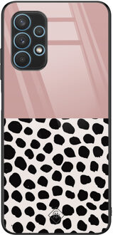 Casimoda Samsung Galaxy A32 4G glazen hardcase - Pink dots Roze
