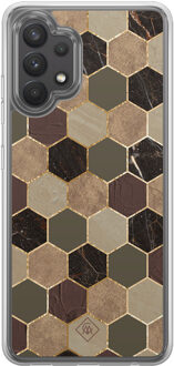 Casimoda Samsung Galaxy A32 4G hybride hoesje - Kubus groen bruin Bruin/beige