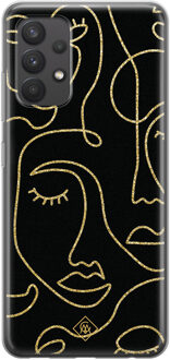 Casimoda Samsung Galaxy A32 4G siliconen hoesje - Abstract faces Zwart