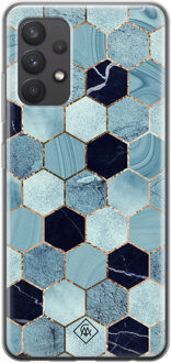 Casimoda Samsung Galaxy A32 4G siliconen hoesje - Blue cubes Blauw