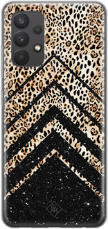 Casimoda Samsung Galaxy A32 4G siliconen hoesje - Chevron luipaard Zwart, Bruin/beige