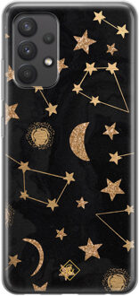Casimoda Samsung Galaxy A32 4G siliconen hoesje - Counting the stars Zwart, Goudkleurig
