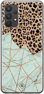 Casimoda Samsung Galaxy A32 4G siliconen hoesje - Luipaard marmer mint Bruin/beige, Mint