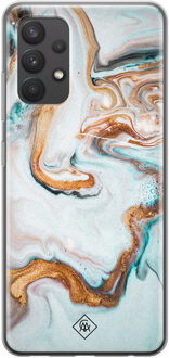 Casimoda Samsung Galaxy A32 4G siliconen hoesje - Marmer blauw goud Blauw, Goudkleurig