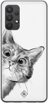Casimoda Samsung Galaxy A32 4G siliconen hoesje - Peekaboo Zwart, Wit