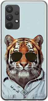 Casimoda Samsung Galaxy A32 4G siliconen hoesje - Tijger wild Blauw
