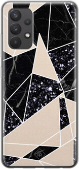 Casimoda Samsung Galaxy A32 4G siliconen telefoonhoesje - Abstract painted Zwart, Bruin/beige