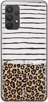 Casimoda Samsung Galaxy A32 4G siliconen telefoonhoesje - Leopard lines Bruin/beige