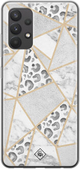 Casimoda Samsung Galaxy A32 4G siliconen telefoonhoesje - Stone & leopard print Bruin/beige