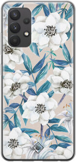 Casimoda Samsung Galaxy A32 4G siliconen telefoonhoesje - Touch of flowers Blauw