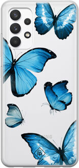 Casimoda Samsung Galaxy A32 4G transparant hoesje - Vlinders Blauw
