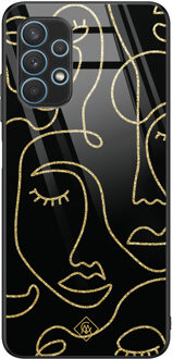 Casimoda Samsung Galaxy A32 5G glazen hardcase - Abstract faces Zwart