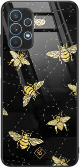 Casimoda Samsung Galaxy A32 5G glazen hardcase - Bee yourself Zwart