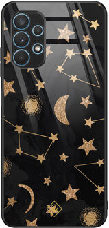 Casimoda Samsung Galaxy A32 5G glazen hardcase - Counting the stars Goudkleurig