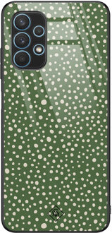 Casimoda Samsung Galaxy A32 5G glazen hardcase - Green dots Groen