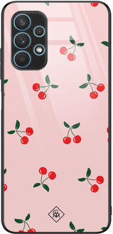 Casimoda Samsung Galaxy A32 5G glazen hardcase - Kersjes Roze