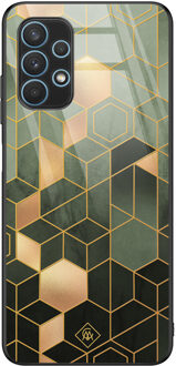 Casimoda Samsung Galaxy A32 5G glazen hardcase - Kubus groen