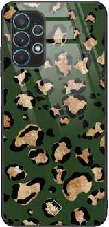 Casimoda Samsung Galaxy A32 5G glazen hardcase - Luipaard groen