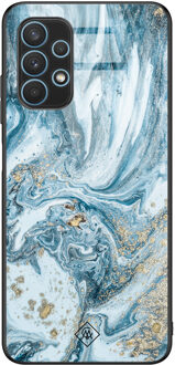 Casimoda Samsung Galaxy A32 5G glazen hardcase - Marble sea Blauw