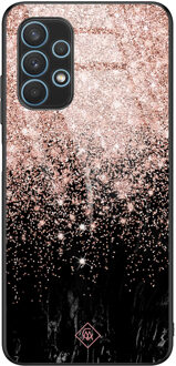 Casimoda Samsung Galaxy A32 5G glazen hardcase - Marmer twist Zwart