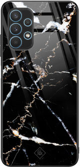 Casimoda Samsung Galaxy A32 5G glazen hardcase - Marmer zwart