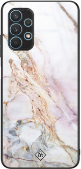 Casimoda Samsung Galaxy A32 5G glazen hardcase - Parelmoer marmer Multi