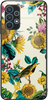 Casimoda Samsung Galaxy A32 5G glazen hardcase - Sunflowers Geel