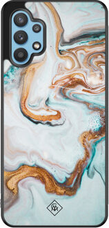 Casimoda Samsung Galaxy A32 5G hoesje - Marmer blauw goud Blauw, Goudkleurig