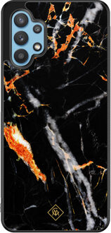 Casimoda Samsung Galaxy A32 5G hoesje - Marmer zwart oranje