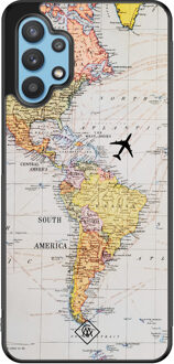 Casimoda Samsung Galaxy A32 5G hoesje - Wereldkaart Bruin/beige
