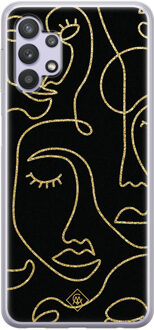 Casimoda Samsung Galaxy A32 5G siliconen hoesje - Abstract faces Zwart