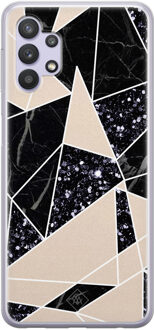 Casimoda Samsung Galaxy A32 5G siliconen hoesje - Abstract painted Zwart, Bruin/beige