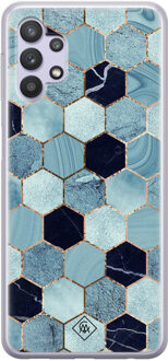 Casimoda Samsung Galaxy A32 5G siliconen hoesje - Blue cubes Blauw