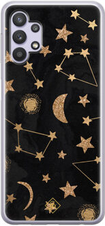 Casimoda Samsung Galaxy A32 5G siliconen hoesje - Counting the stars Zwart, Goudkleurig