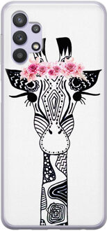 Casimoda Samsung Galaxy A32 5G siliconen hoesje - Giraffe Zwart, Wit