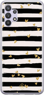 Casimoda Samsung Galaxy A32 5G siliconen hoesje - Hart streepjes Zwart, Goudkleurig